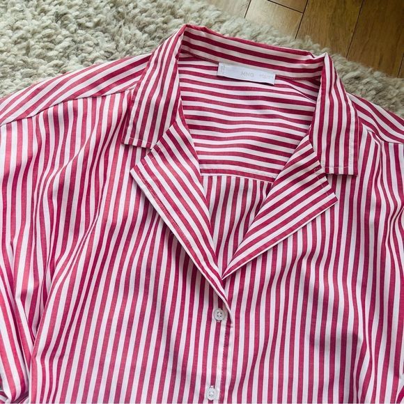 Mango Red and White Striped Button Down Shirt - Picture 7 of 7